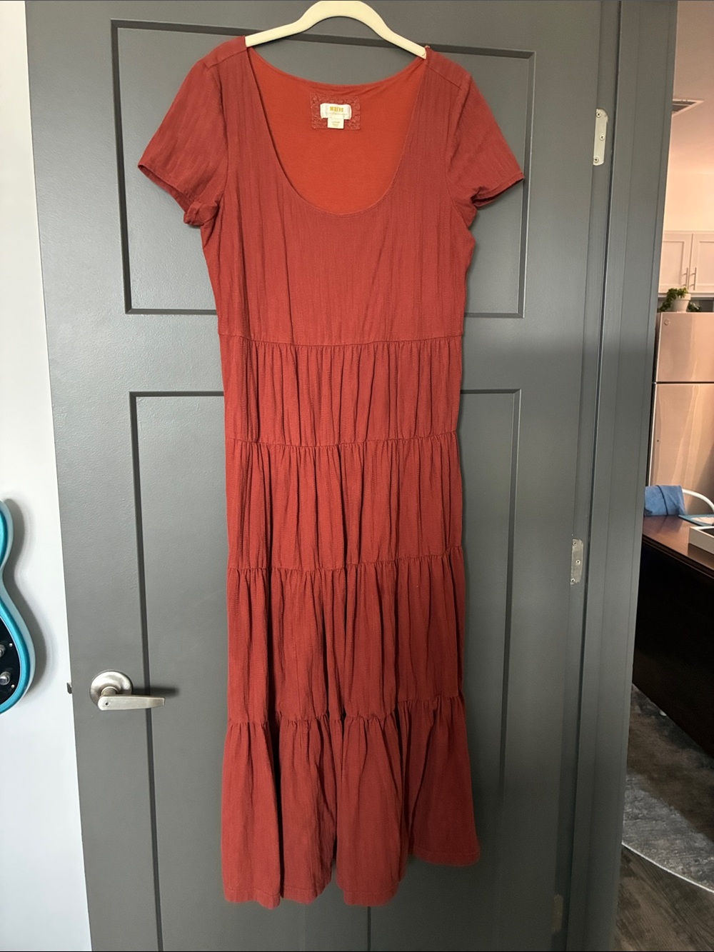 Mauve Rust Tiered Scoop-Neck Maxi Dress